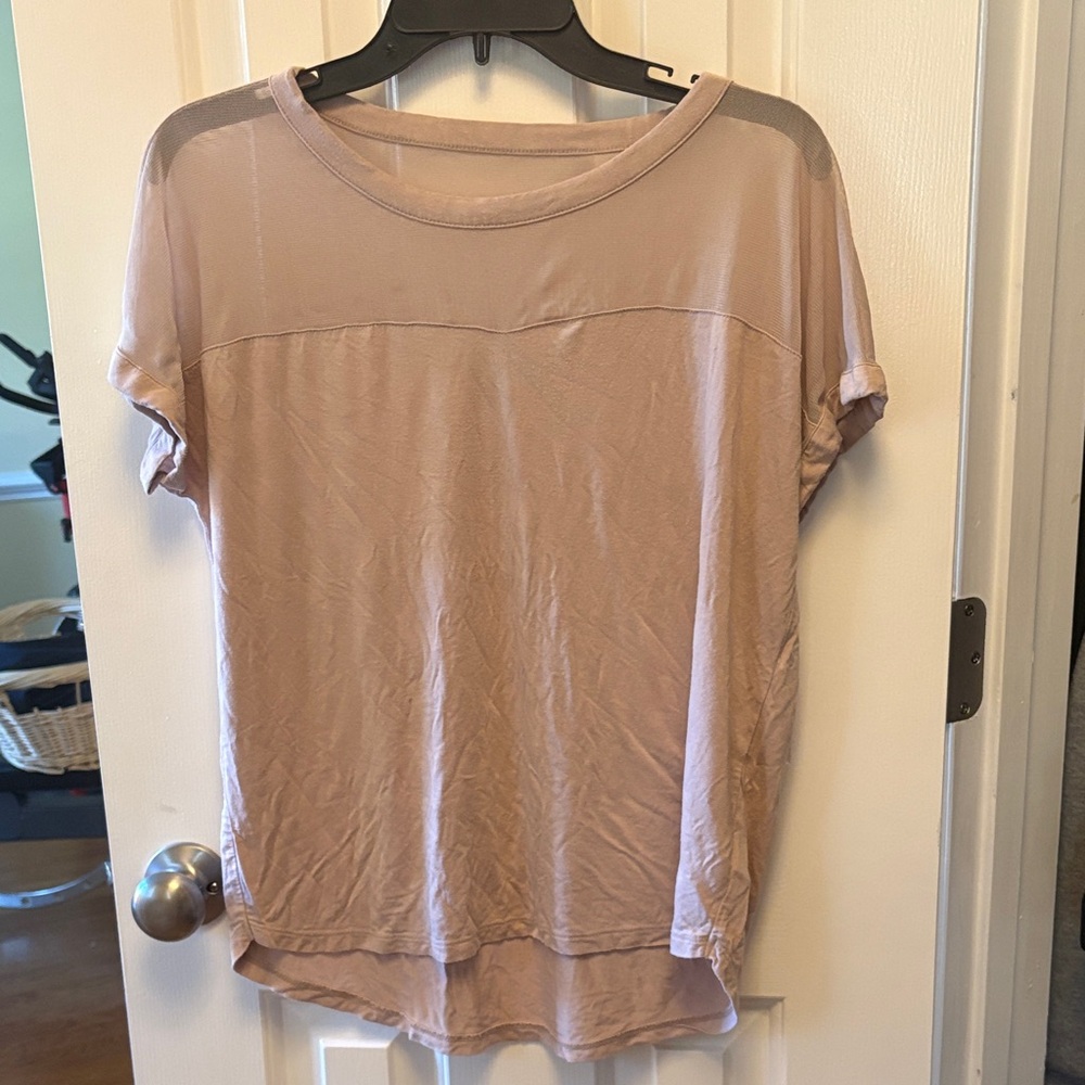 Tahari Medium Light tan Short Sleeve Tee casual workwear sheer office